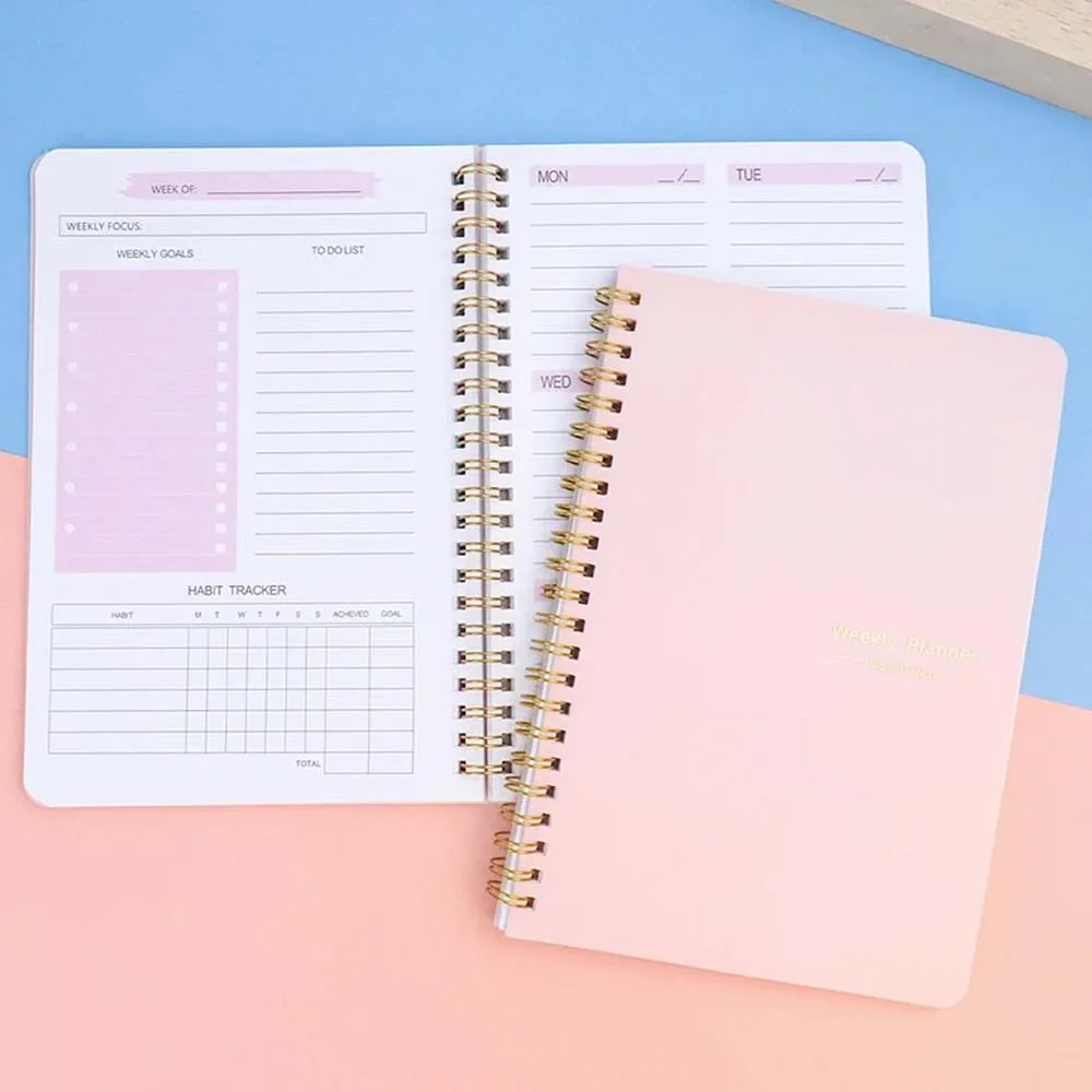 Meal Prep Planner - A5 Wochenplaner Spiralgebundener Tagesplaner Einfaches Stilvolles
