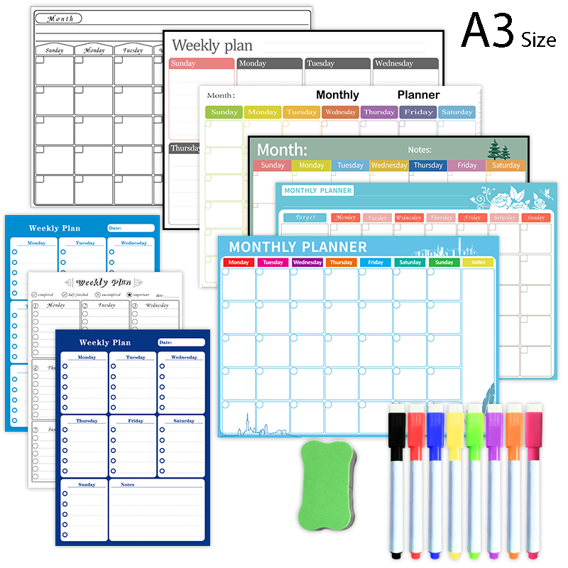Meal Prep Planner - Magnetischer Wochen- und Monatsplaner, Kalender, Tisch,