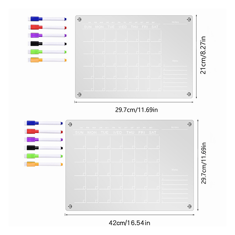 Meal Prep Planner - Klarer Acryl Kühlschrank Magnet Aufkleber Kalender