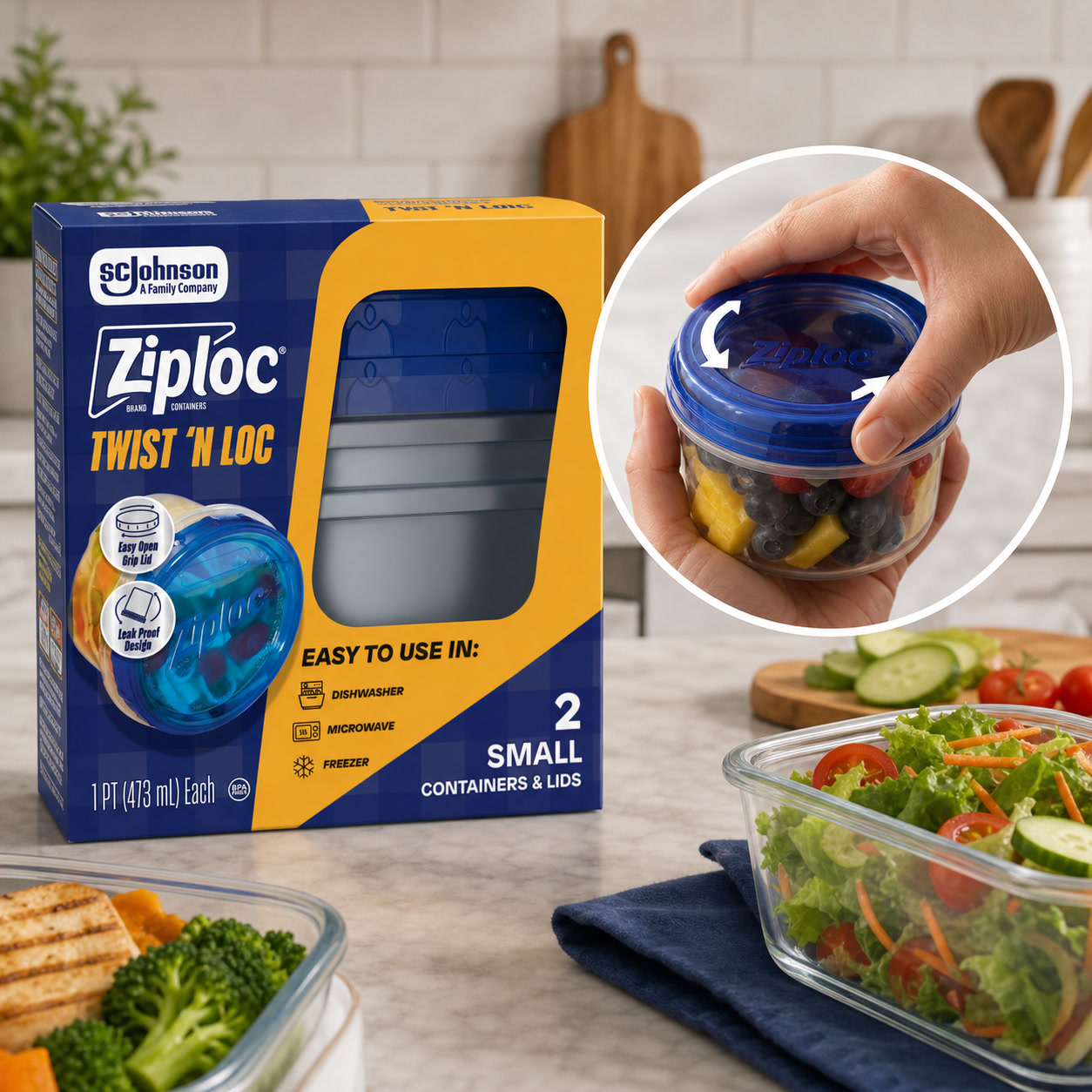 Meal Prep Container - 2-teilige kleine Lebensmittelbehälter mit Drehverschluss, auslaufsichere