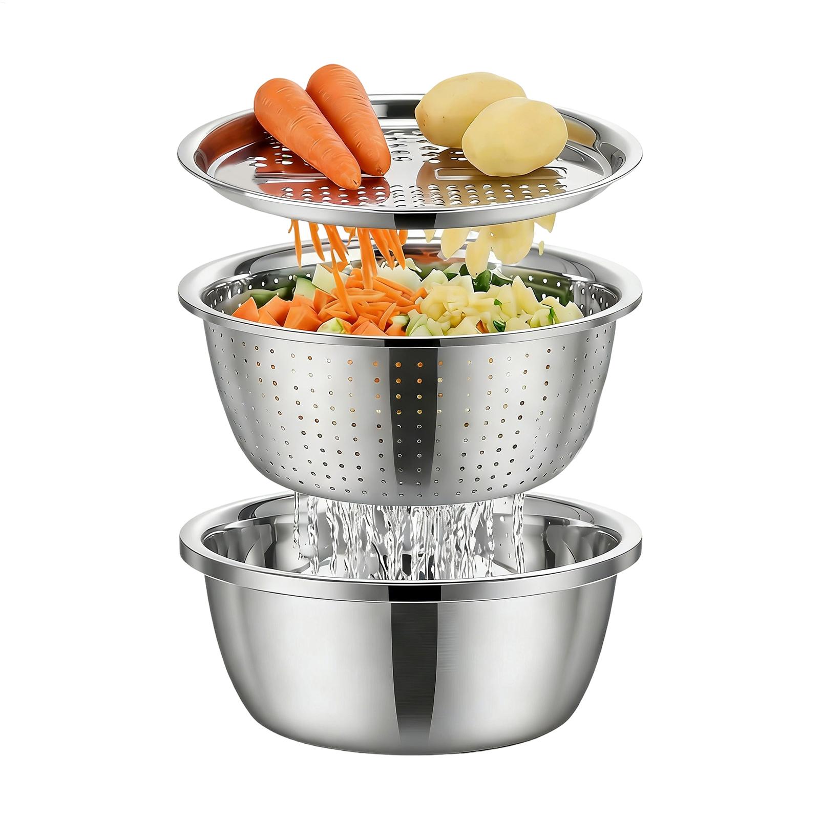 Meal Prep Pasta - Edelstahl-Sieb und Abtropfschüssel 26cm Wasch- und