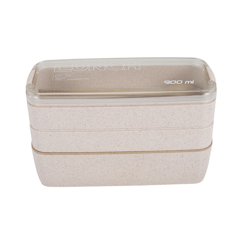 Meal Prep Japanese - AEE6-Japanische Lunchbox Bento-Box, 3-in-1-Fächer, Weizenstroh, Umweltfreundliche