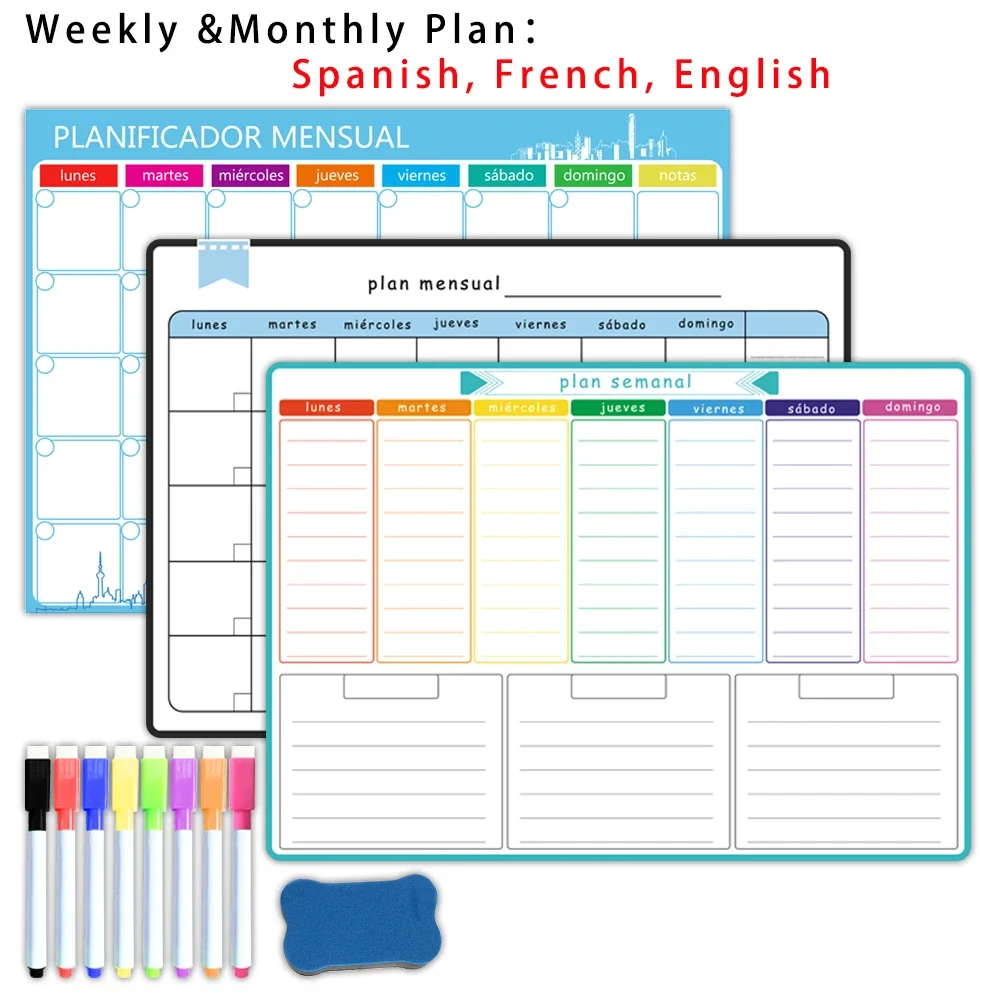 Meal Prep Planner - Magnetischer Wochen- und Monatsplaner im A3-Format: