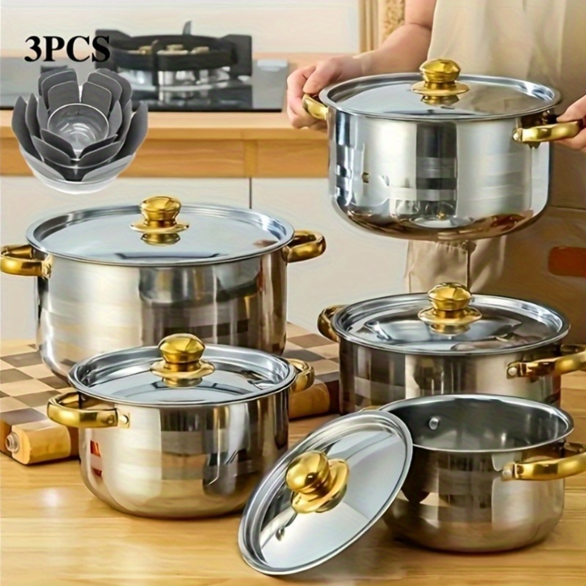 Meal Prep Pasta - 10 12 1-teiliger Edelstahl-Kochtopf mit Deckel,