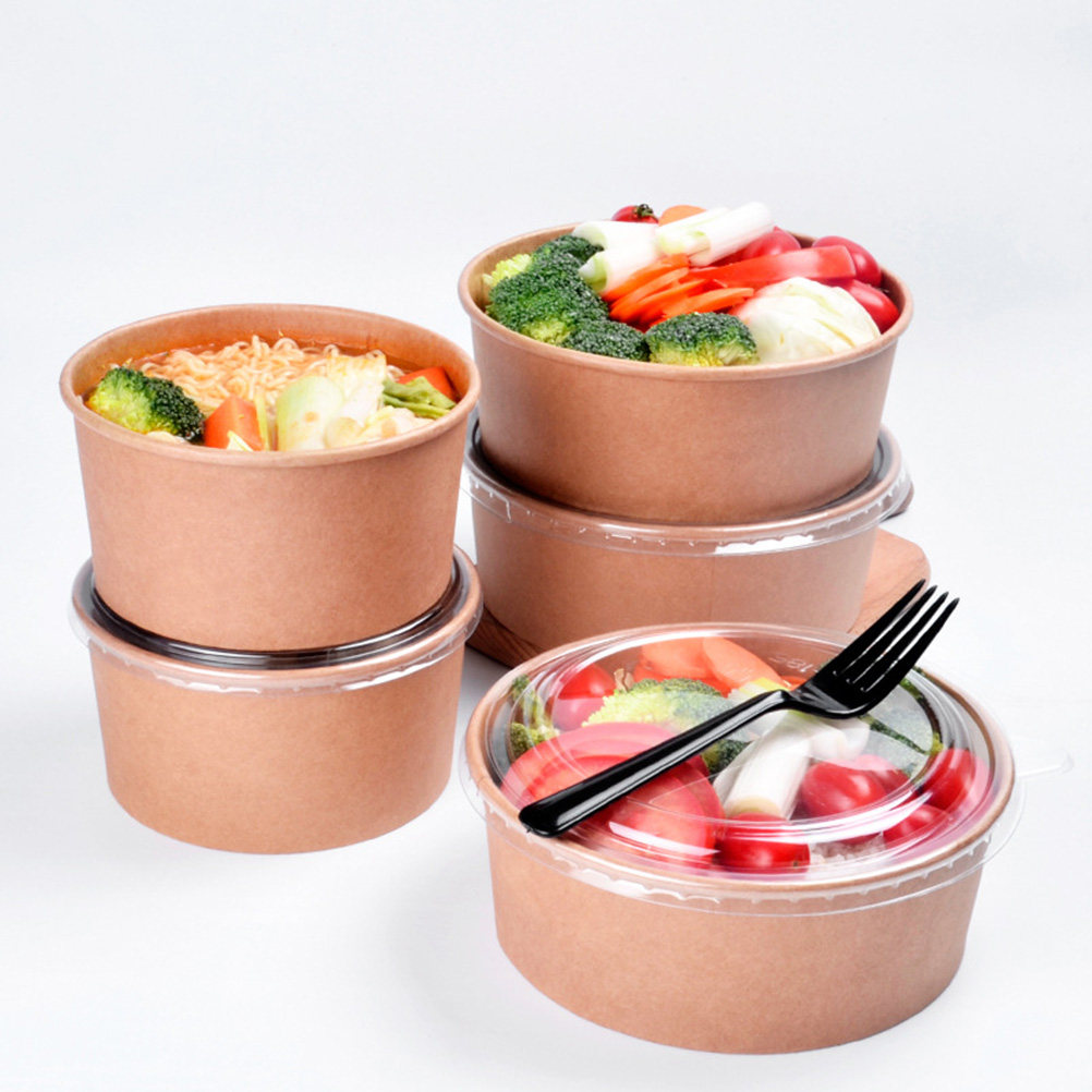Meal Prep Food - 20 Stück Kraftpapier-Schüsseln, auslaufsichere Einweg-Salatschüsseln, Lebensmittelbehälter,