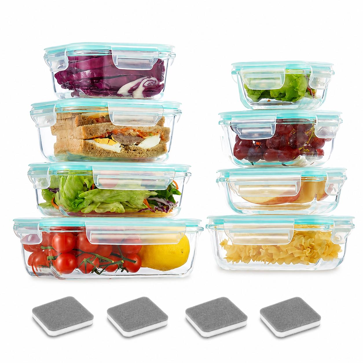 Meal Prep Glass Containers With Lids - 16 Stück Versiegelte Glas-Lebensmittelaufbewahrungsbehälter, Lunchboxen, für