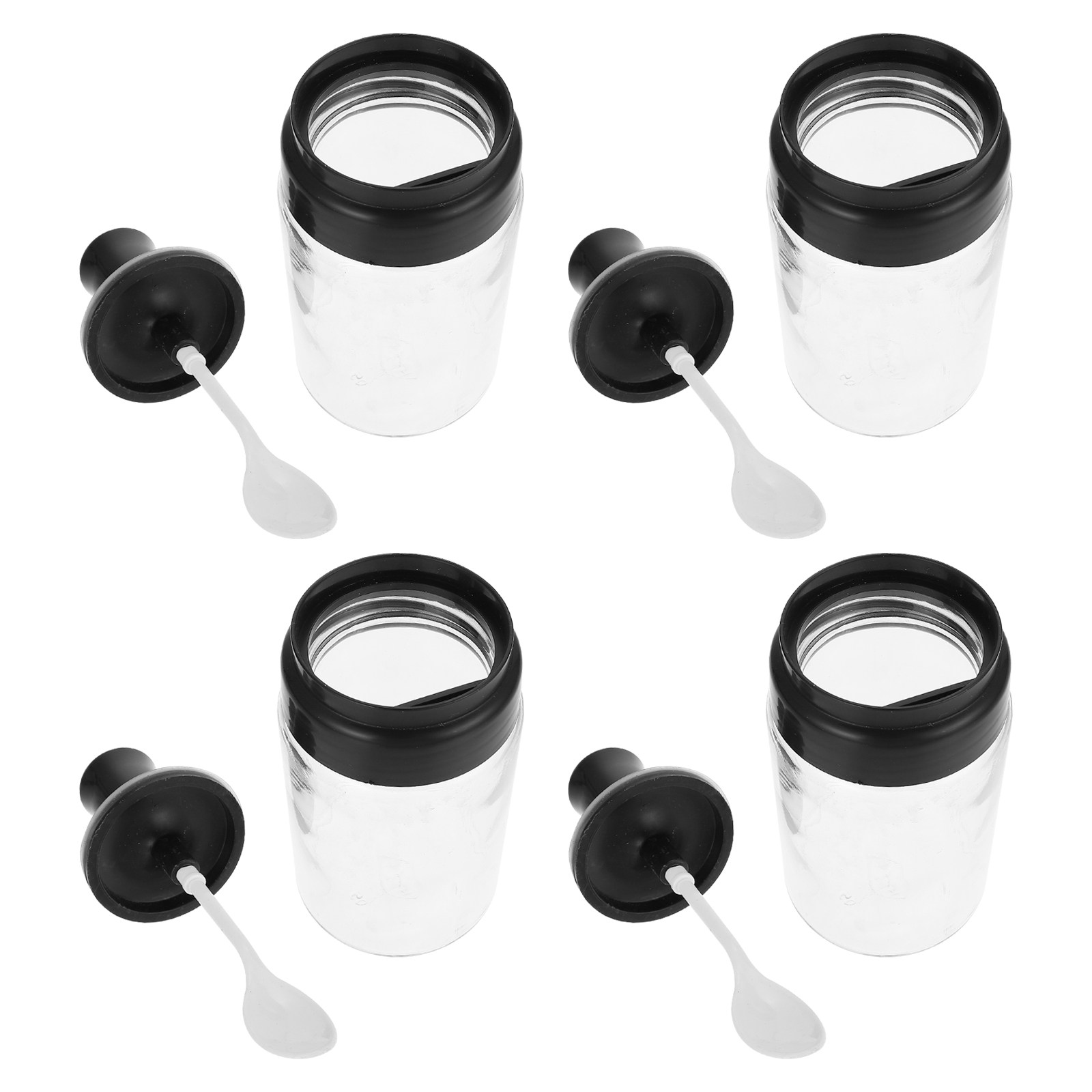 Meal Prep Glass Containers With Lids - 4-teiliges Glas-Gewürzglas-Set mit Löffel und Deckel,