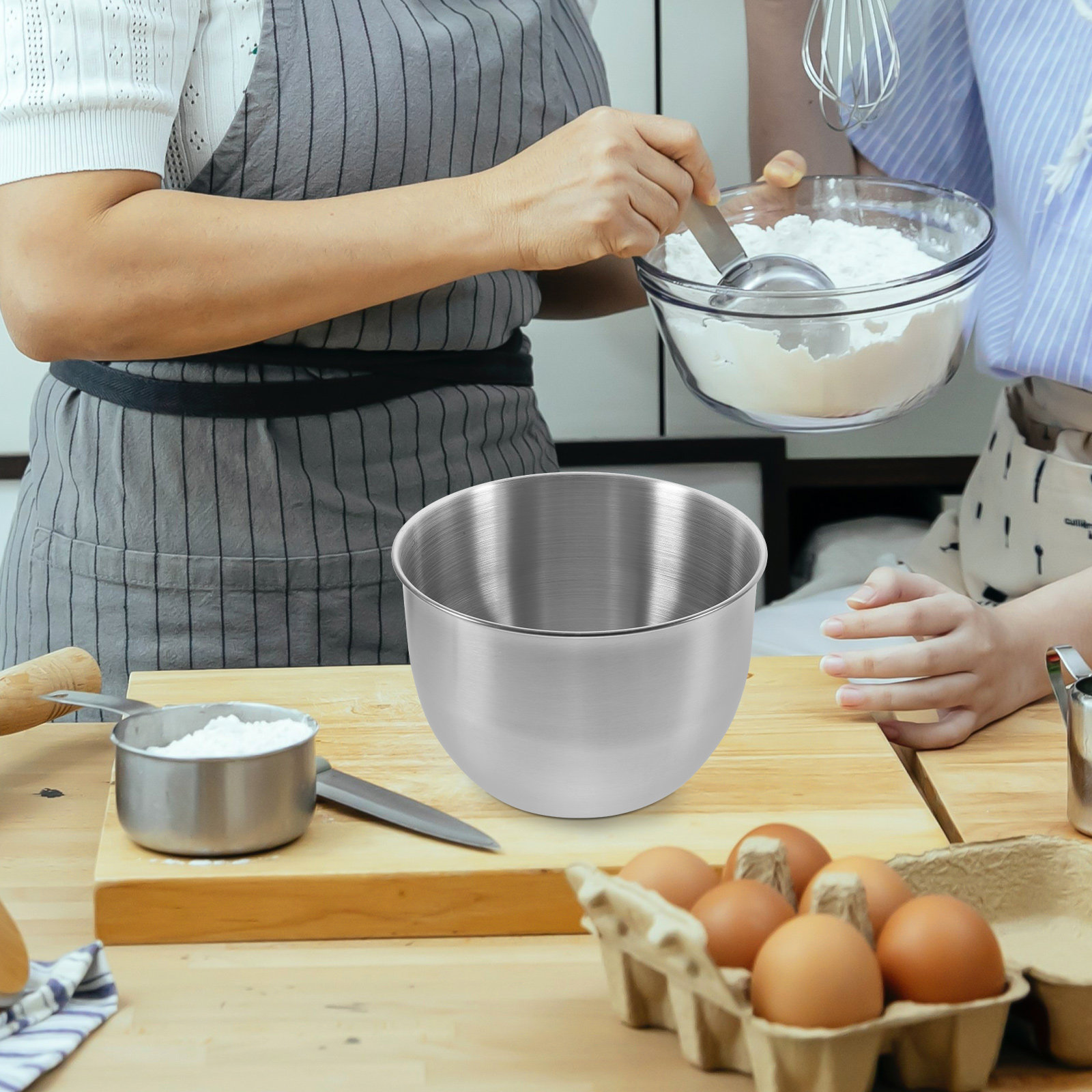 Meal Prep Food - Tiefe Edelstahl-Rührschüssel, Dicke Metallschüssel für Backen,