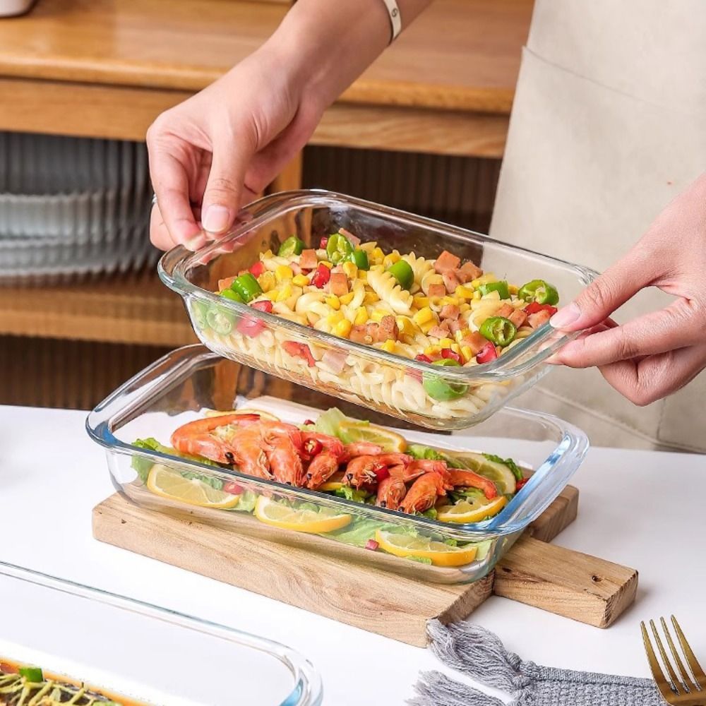 Meal Prep Glass Containers Oven Safe - Langlebige Rechteckige Glas-Backform Hitzebeständige Verstärkte Lasagne-Backschale