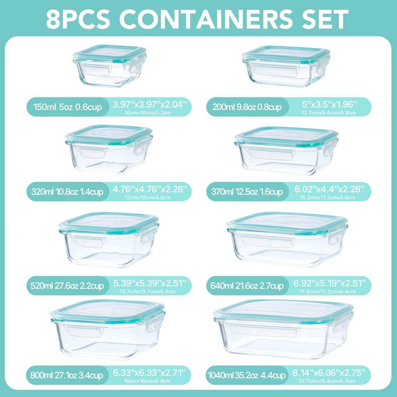16 Stück Versiegelte Glas-Lebe – Meal Prep Glass Containers With Lids Bewertung und Preis